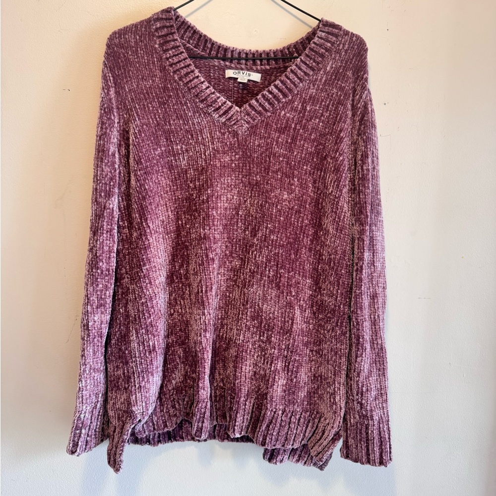 Women’s pink Orvis medium V-neck soft sweater